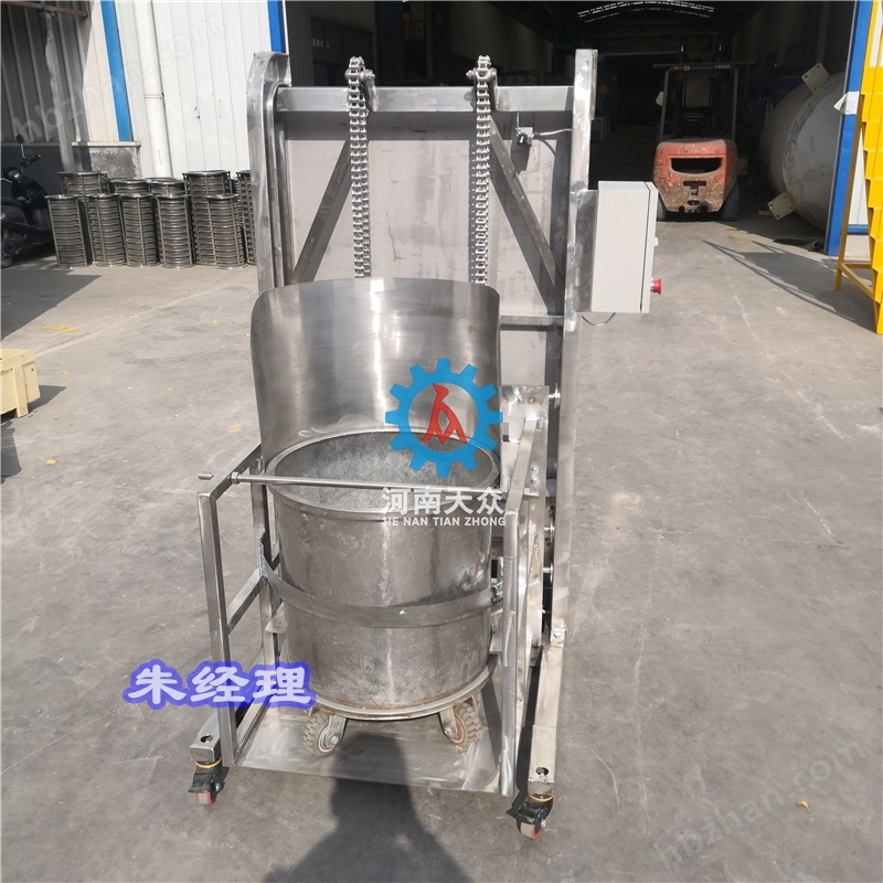Single cube bucket elevator flipping machine, round bucket dumping machine
