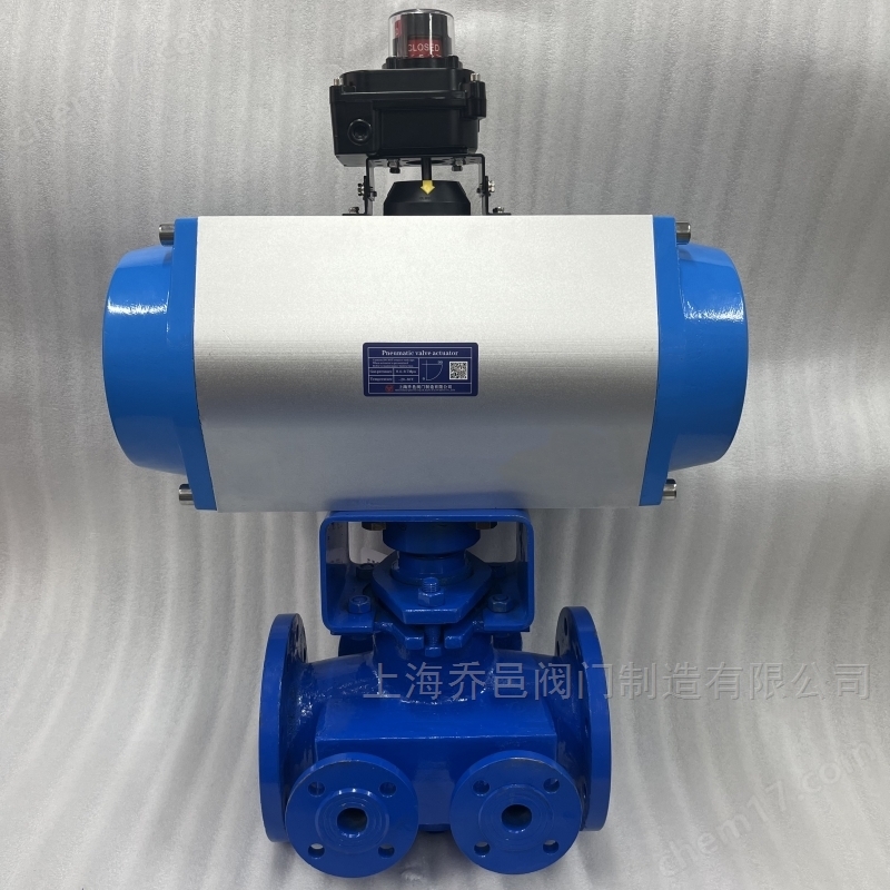 气动沥青保温三通旋塞阀 双电磁阀控制气动保温三通沥青阀